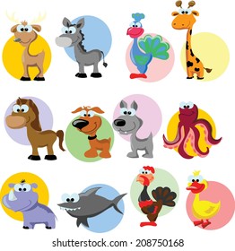 Set of cute cartoon animals 