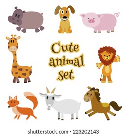 set of cute cartoon animals