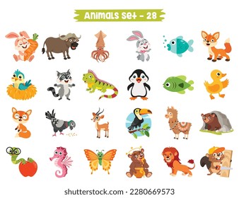 Conjunto De Animales De Dibujo Cuto