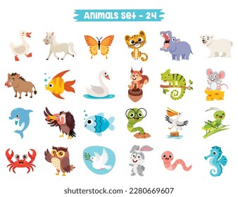 Conjunto De Animales De Dibujo Cuto