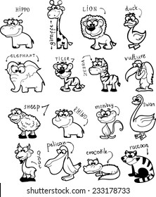 Set of cute cartoon animals 