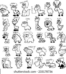 Set Cute Cartoon Animals Stock Vector (Royalty Free) 233178736 ...