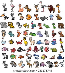 Set of cute cartoon animals 