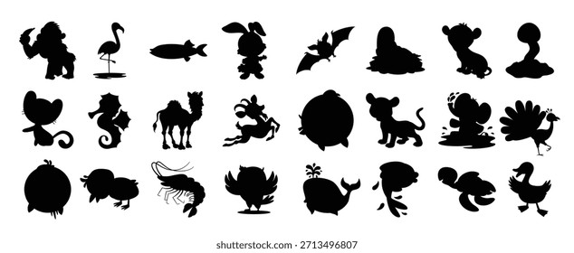 set of cute cartoon animals