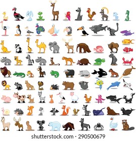 Set of cute cartoon animals