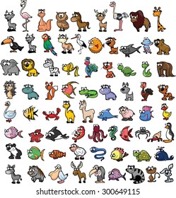 Set of cute cartoon animals