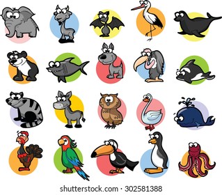 Set of cute cartoon animals