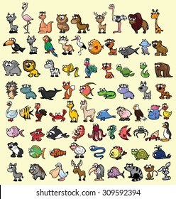 Set of cute cartoon animals