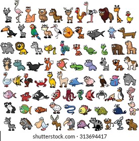 Set of cute cartoon animals