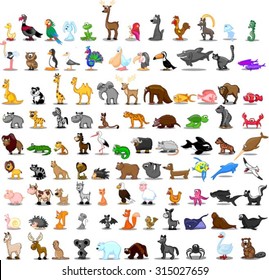 Set of cute cartoon animals