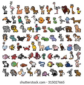 Set of cute cartoon animals