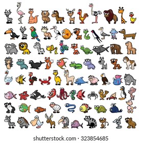 Set Cute Cartoon Animals Stock Vector (Royalty Free) 323854685 ...