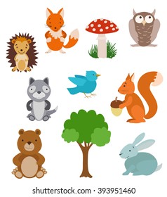 Set of cute cartoon animals