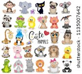 Set of Cute Cartoon Animals on a white background