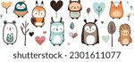 A set of cute cartoon animals. Vector flat images of animals for postcards, invitations, textiles, thermal printing, various types of printing.