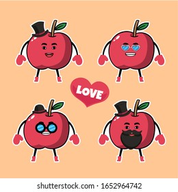 conjunto de caricaturas adorables rostros de fruta de manzana