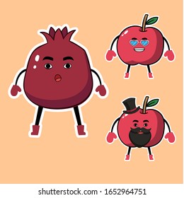 conjunto de caricaturas adorables rostros de fruta de manzana