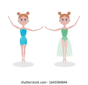 Set süße Cartoon Ballerinas, Vektorillustration Illustration.