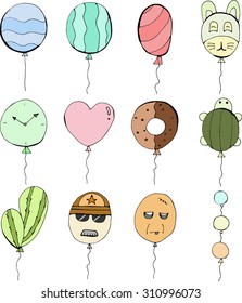 Set of cute cartoon balloons
