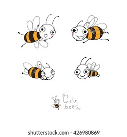 Set with cute cartoon bees.