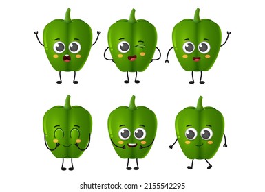 Juego de tiras cómicas tiras pimienta verduras vectoriales aislado en fondo blanco