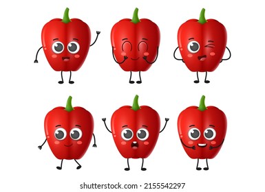 Juego de tiras cómicas tiras pimienta verduras vectoriales aislado en fondo blanco