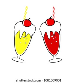 set of cute cartoon beverage on white background, vector illustration of soft drink