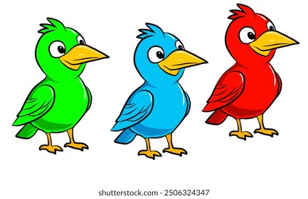 A set of cute cartoon bird vector collection with many different colour