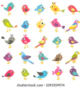 set of cute cartoon birds