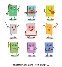 Set of cute cartoon book characters