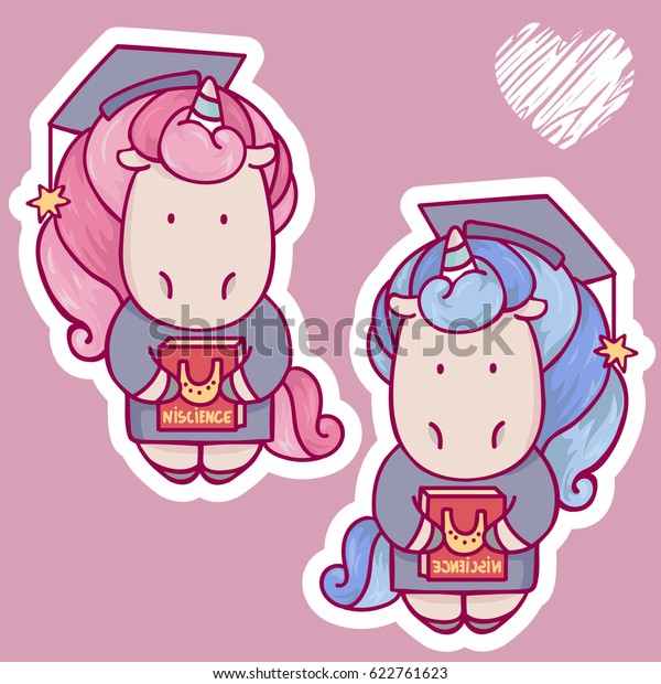Set Cute Cartoon Boy Girl Unicorns Stock Vector (Royalty Free ...