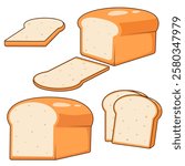 set of cute cartoon bread illustration