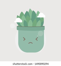 set of cute cartoon cactus character and succulents with multy faces in pots and with plants are friends text message. can be used for cards, invitations or like sticker. book cover cactus. 