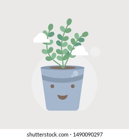 set of cute cartoon cactus character and succulents with multy faces in pots and with plants are friends text message. can be used for cards, invitations or like sticker. book cover cactus. 
