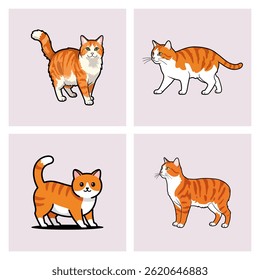 set of cute cartoon cat vector ilustrations