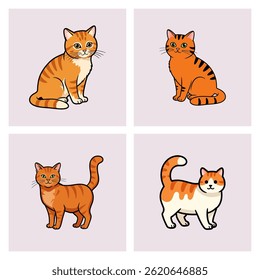 set of cute cartoon cat vector ilustrations