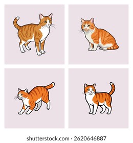 set of cute cartoon cat vector ilustrations