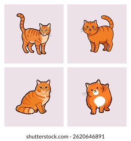 set of cute cartoon cat vector ilustrations