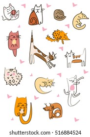 Set of cute cartoon cats