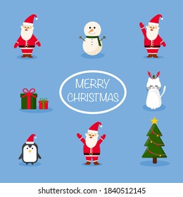 Set of cute cartoon character for Christmas celebration.flat design