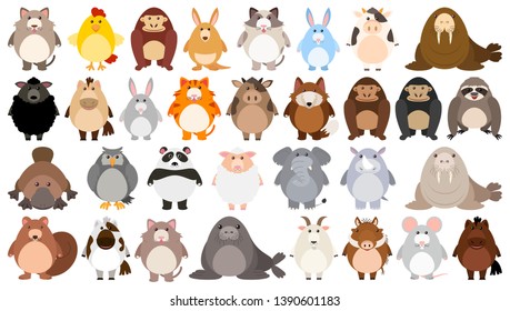 Set of cute cartoon character illustration