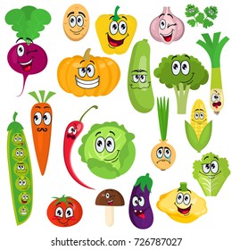 A set of cute cartoon character vegetables