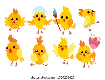 Set Cute Little Chicks Side View Stock Vector (Royalty Free) 1421643677 ...