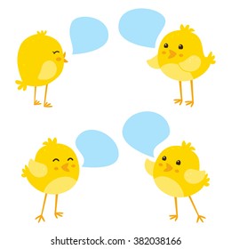 Set of cute cartoon chickens