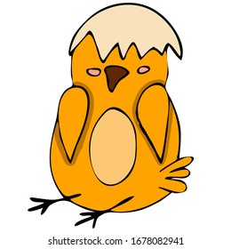 Set of cute cartoon chickens for easter design. Vector illustration.