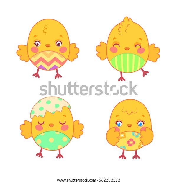 Set Cute Cartoon Chickens Painted Belly Stock Vector (Royalty Free ...