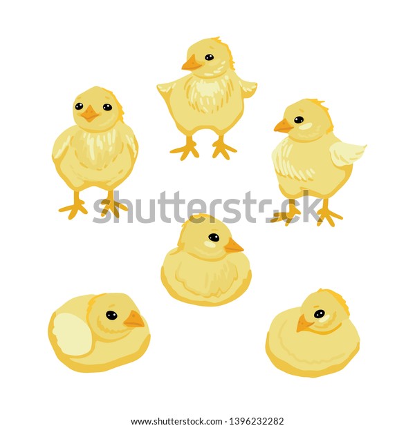 Set Cute Cartoon Chickensfunny Chicken Easter Stock Vector (Royalty ...