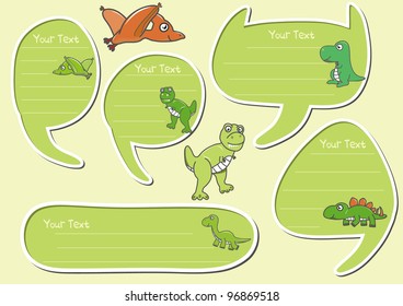 A set of cute cartoon dinosaur dialog box