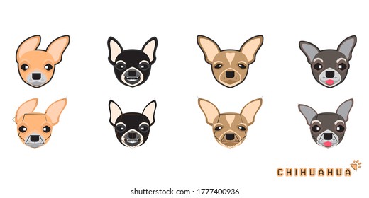 Set of cute cartoon dog with a Chihuahua, Vector dog set, eps10 vector format.