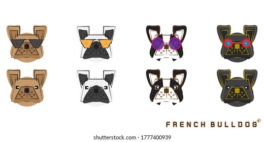 Set of cute cartoon dog with a French bulldog, Vector dog set, eps10 vector format.